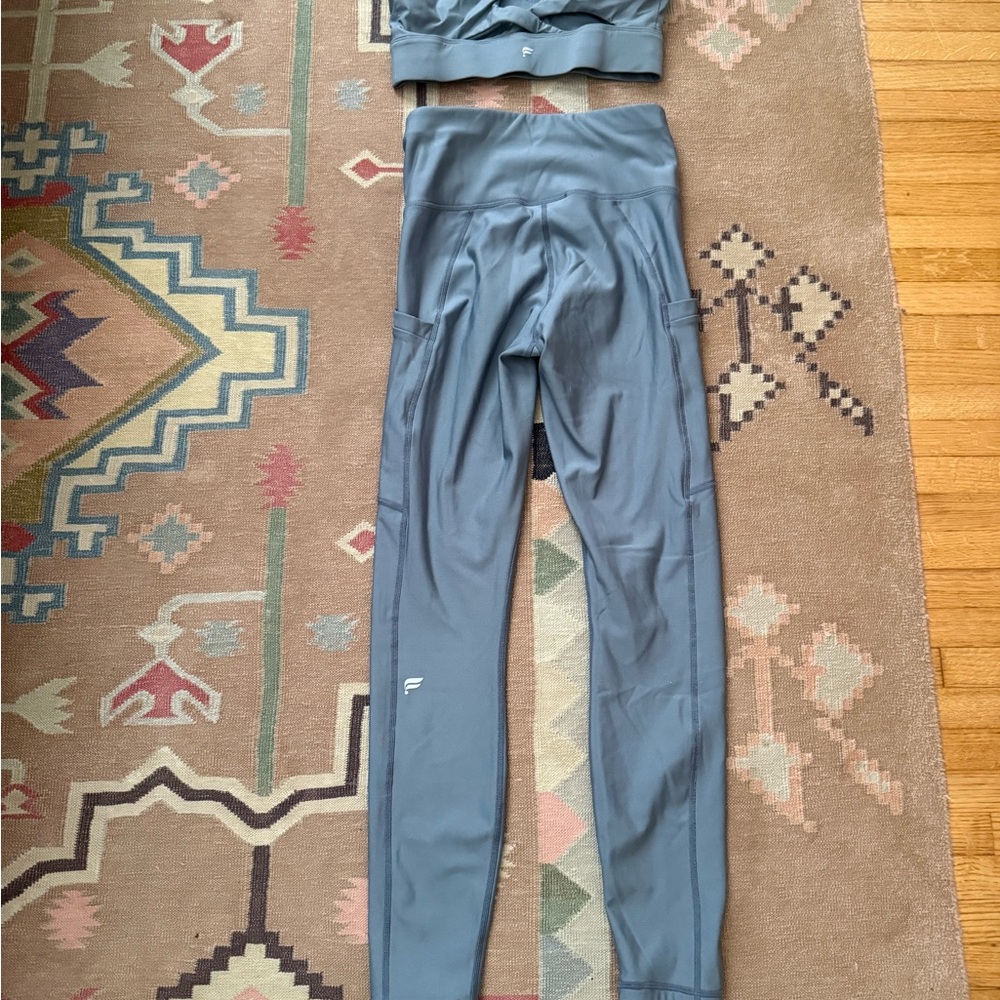 Fabletics Slate Blue High-Waist Leggings with Matching Sports Bra - Picture 3 of 6